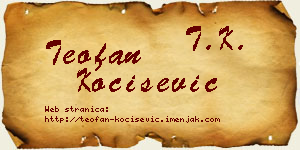 Teofan Kočišević vizit kartica